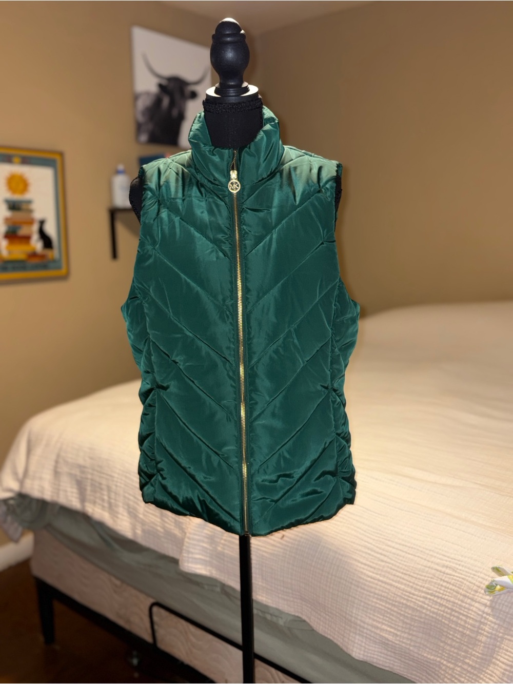 Michael Kors Emerald Green Quilted Sleeveless Puffer Vest